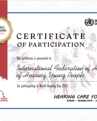 WHD Participation certificate